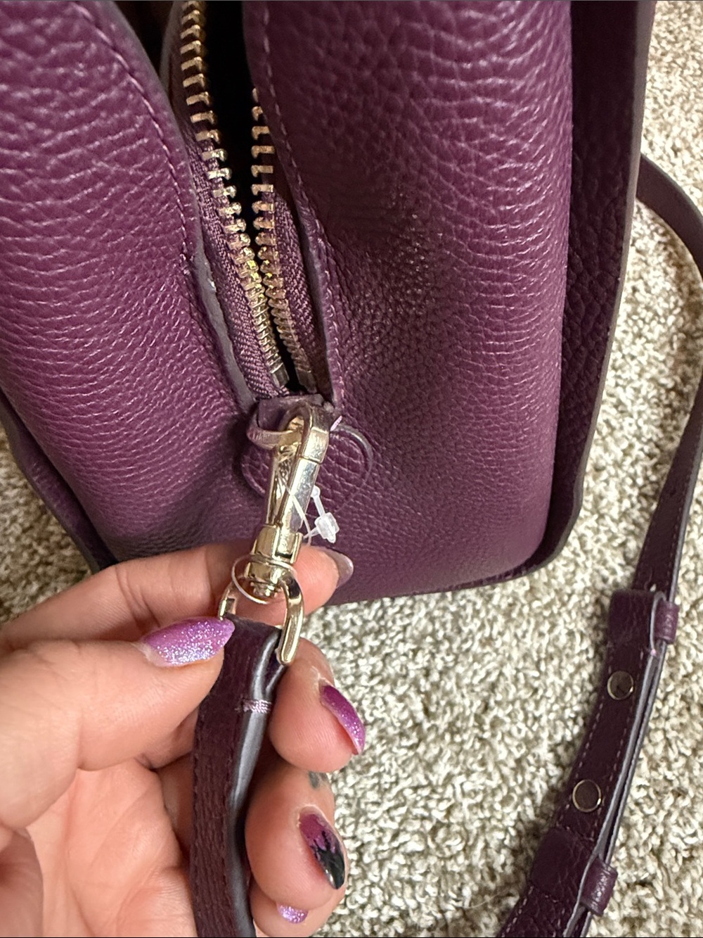 kate spade Plum Pebbled Leather Shoulder Bag/crossbody - Picture 6 of 11